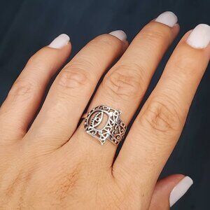 Hand Ring Sterling Silver Ring -Thin Minimalist Hand of Fatima Protection Amulet